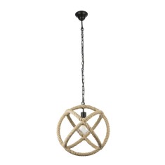 Lustra Ulleu, design rustic, soclu E27, IP20, diametru 40 cm, metal si franghie