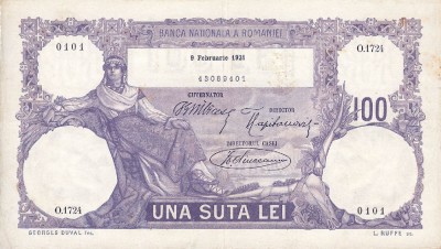 REPRODUCERE bancnota 100 lei 9 februarie 1921 Romania foto