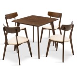 Cumpara ieftin Set Masa si Scaune Benson-Toto 5 Piese Nuc Inchis - Bej 80x80x75 cm