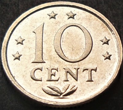 Moneda exotica 10 CENTI - ANTILELE OLANDEZE (Caraibe), anul 1984 * cod 1861 foto