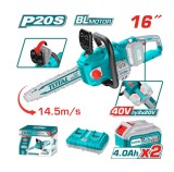 Drujba cu Acumulator Total TGSLI401682, 2x20V, Lama 40cm, Incarcator+2 Acumulatori 4.0Ah, Ungere Automata