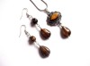Set Bijuterii Handmade Ochi de Tigru: Colier &amp; Cercei, Pietre Semipretioase Maro, Cristale