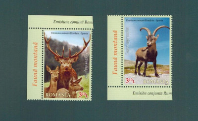 Emisiune comuna Romania - Spania 2012 Serie MNH Fauna montana Cerb Capra LP 1957 foto