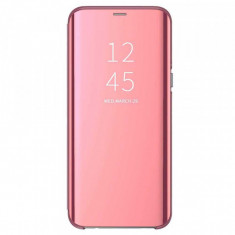 Husa iPhone Xr Clear View Flip Standing Cover (Oglinda) Roz (Rose Gold) foto