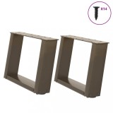 vidaXL Picioare pentru masă de cafea &icirc;n formă de U, 2 buc., oțel natural, 40x(30-31) cm