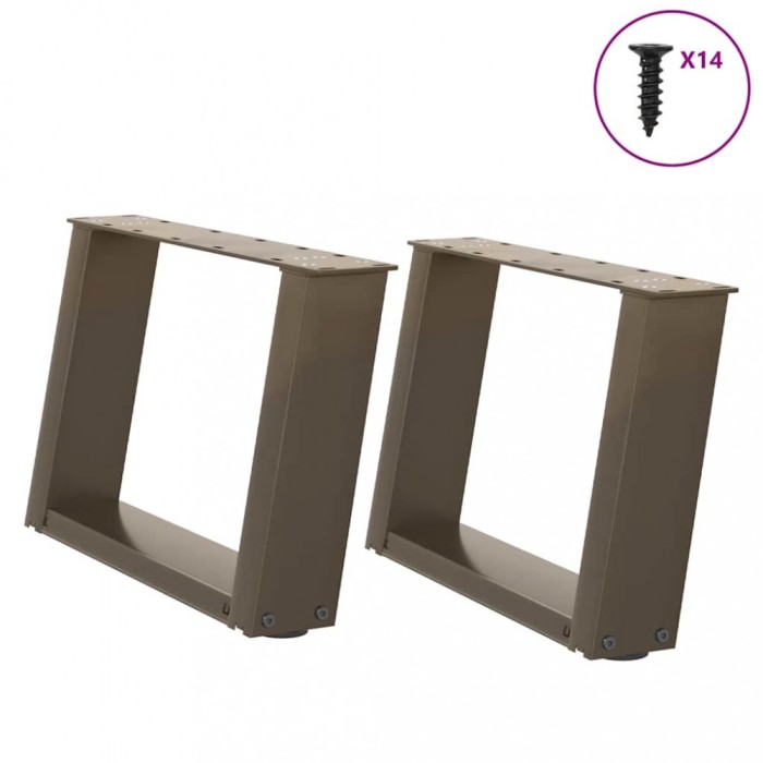 vidaXL Picioare pentru masă de cafea &icirc;n formă de U, 2 buc., oțel natural, 40x(30-31) cm 4012743