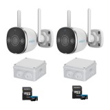 Sistem supraveghere Wi-Fi Uniarch, 2 camere, 3MP, IR 20m, Lumina alba 10m, Audio bidirectional, Doze montaj, Card MicroSD 64GB SafetyGuard Surveillanc