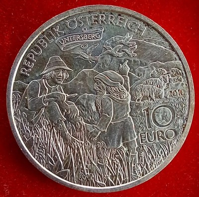 (S) MONEDA DIN ARGINT AUSTRIA - 10 EURO 2010, CAROL CEL MARE IN UNTERSBERG foto