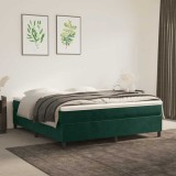 vidaXL Pat box spring cu saltea, verde &icirc;nchis, 160x200 cm, catifea 3144690