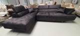 Coltar Extensibil Tommy 5 Catifea Gri, Sezlong Stanga, Design Modern, Living/Dormitor