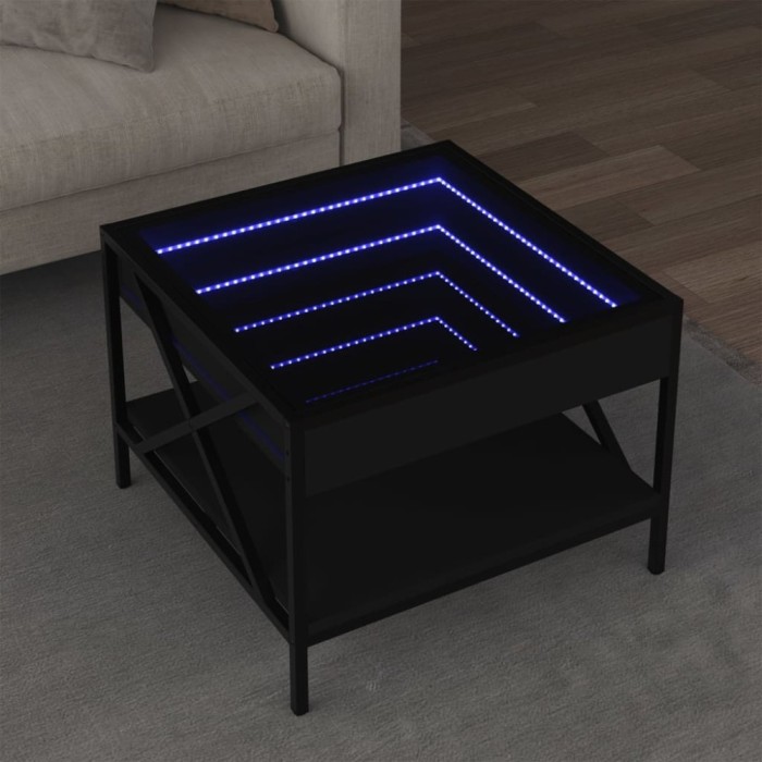 Gossi masuta de cafea cu led infinity, negru, 50x50x38 cm