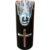 Candela electronica Subito neagra cruce argintie LED Alb 5x12.5cm CNN49465