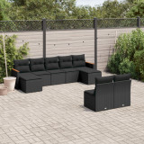 Gossi set mobilier de gradina cu perne, 9 piese, negru, poliratan
