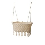 Leagan suspendat pentru bebelusi, macrame, crem, 95 x 35 x 50 cm