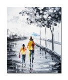 Cumpara ieftin Tablou pictat manual , De mana cu mama mea, stilizat 60x50cm ulei pe panza in cutit efect 3D, gata de agatat pe perete