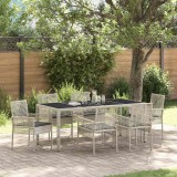 Cumpara ieftin Set de masă pentru grădină 7 pcs Gri deschis Rattan poli