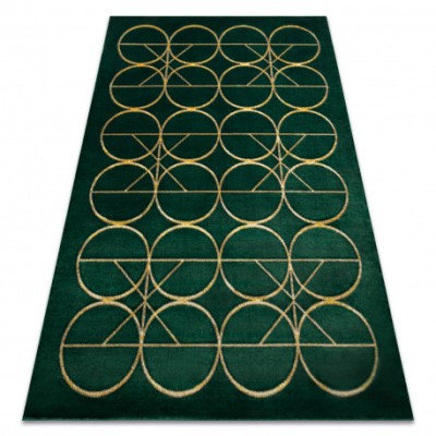 Exclusiv EMERALD covor 1010 glamour, stilat, cercuri sticla verde / aur, 160x220 cm foto