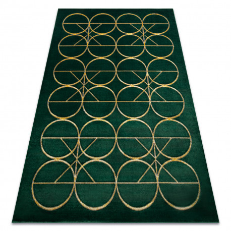 Exclusiv EMERALD covor 1010 glamour, stilat, cercuri sticla verde / aur, 180x270 cm