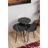 Masuta de Cafea MDF Mime, Negru, 38 x 38 x 55 - 50 - 45 cm