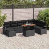 Cumpara ieftin Set de canapele pentru grădină 9 pcs Negru Rattan poli