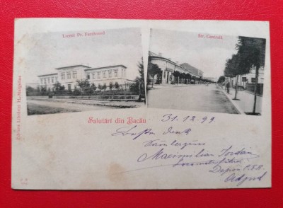 Bacau Liceul Ferdinand si Strada Centrala foto