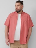 S.Oliver Big Sizes Camasa barbati big sizes, cu maneca scurta, buzunar la piept, Roz prafuit, 2XL, 3XL, 4XL, 5XL