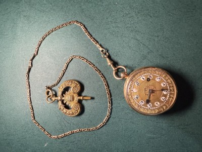 Ceas de buzunar ponson Bucovina sf. sec. XVIII inceput XIX 1820 1950 mecanism verge/fusee foto
