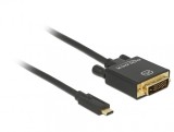 Cablu USB-C la DVI 24+1 male (DP Alt Mode) 4K 30 Hz 1m Negru, Delock 85320