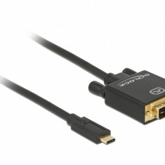 Cablu USB-C la DVI 24+1 male (DP Alt Mode) 4K 30 Hz 2m Negru, Delock 85321