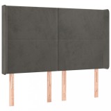 Cumpara ieftin Tablie de pat cu aripioare gri inchis 147x16x118/128 cm catifea