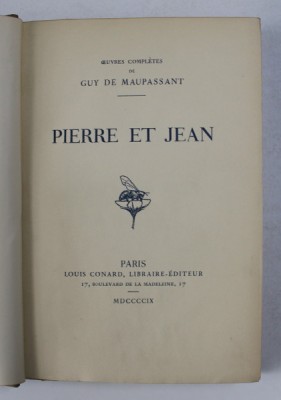 PIERRE ET JEAN par GUY DE MAUPASSANT , 1909 foto