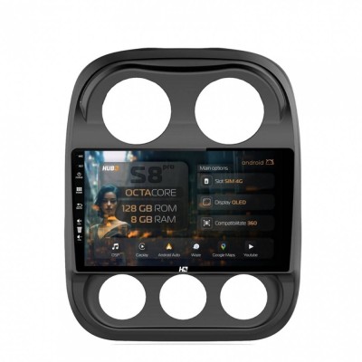 Navigatie Jeep Compass (2009-2016) 8GB RAM Android 13 Octacore Slot Sim 4G DSP GPS Wi-FI Carplay Android Auto USB Bluetooth Waze Touchscreen 10.1 Inch foto