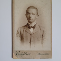FOTOGRAFIE CDV PORTRET TANAR, FOTOGRAF BERKY DEZSO SZATMAR, SATU MARE, 1880