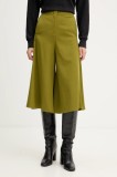 United Colors of Benetton pantaloni din l&acirc;nă culoarea verde, lat, high waist, 4YVXDF0A9