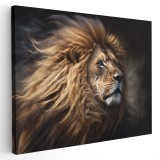 Tablou canvas portret leu, maro, crem, negru 1123 Tablou canvas pe panza CU RAMA 30x40 cm