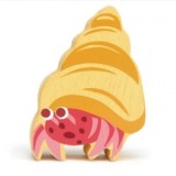 Figurina Crab cu cochilie, din lemn premium, Hermit Crab