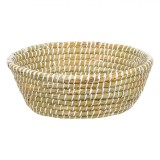 Coș Depozitare, Rotund, Paie, Model Nailon Alb, Diametru 30 cm, &Icirc;nălțime 12 cm, Bej, Oem