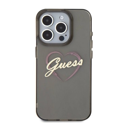Husa pentru iPhone 16 Pro Max - Guess Hardcase IML Heart (GUHCP16XHCHGSPK) - Black foto
