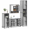 Set de mobilier de baie 4 piese Lemn stratificat gri Sonoma