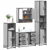 Set de mobilier de baie 4 piese Lemn stratificat gri Sonoma