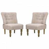 Cumpara ieftin Scaune in stil frantuzesc, 2 buc., crem, material textil