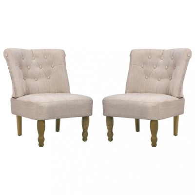 Scaune in stil frantuzesc, 2 buc., crem, material textil foto