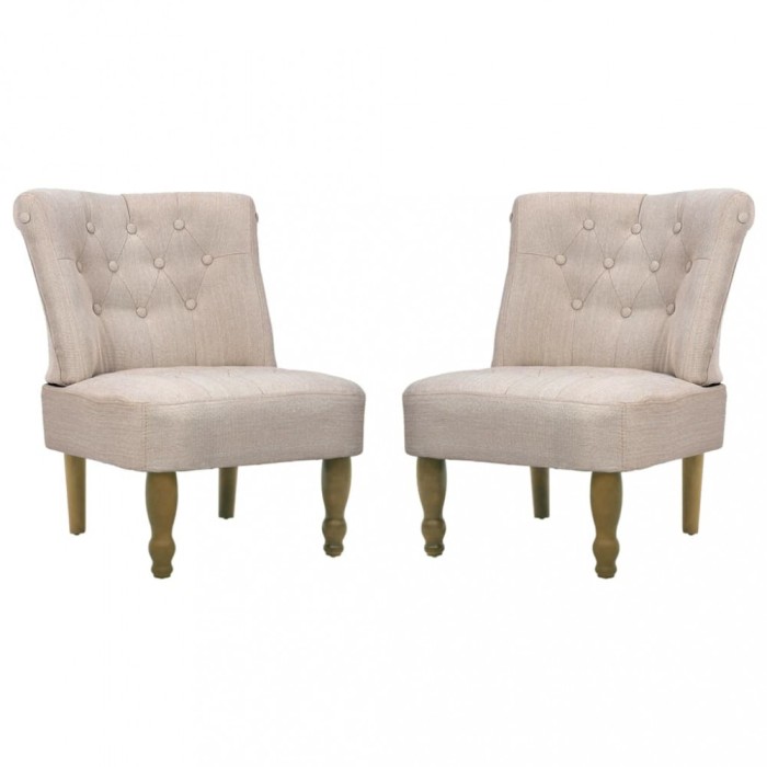 Scaune in stil frantuzesc, 2 buc., crem, material textil