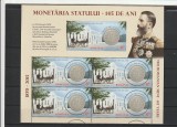 ROMANIA 2015 LP 2068 a 145 DE ANI DE LA INAUGURAREA MONETARIEI STATULUI MINICOALA DE 5 TIMBRE MNH NESTAMPILATA, Nestampilat
