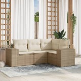VidaXL Set canapele de grădină, 4 piese, cu perne, bej, poliratan