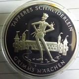 (A85) MONEDA DIN ARGINT GERMANIA - 20 EURO 2019, LIT. G, FRATII GRIMM - MICUL CROITOR CURAJOS, STARE PROOF