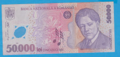 (2) BANCNOTA ROMANIA - 50.000 LEI 2001, POLYMER, PORTRET ENESCU, STARE BUNA foto