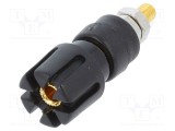 Conector banană 4mm soclu 30A 60VDC CLIFF negru aurit 48mm 30m&Omega;