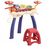 AIYAPLAY Orgă Pian 2 &icirc;n 1 pentru Copii cu Set de Tobe, Instrument Muzical Electronic, Sunete Multiple, Lumini, 74x32.2x71cm | Aosom Romania