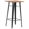 VidaXL Masă de bar, negru, 60x60x108 cm, oțel și lemn masiv de pin